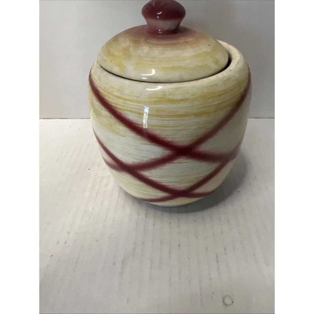 Modern by Hull Pottery Grease Jar 1950's-63 Oven Proof USA Plaidware